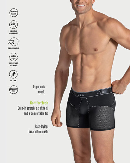 High-Tech Mesh Boxer Brief with Ergonomic Pouch - Breathable Microfiber Legs