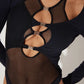 Fashion Bodysuit - Sheer Mesh - Black - Clubwear