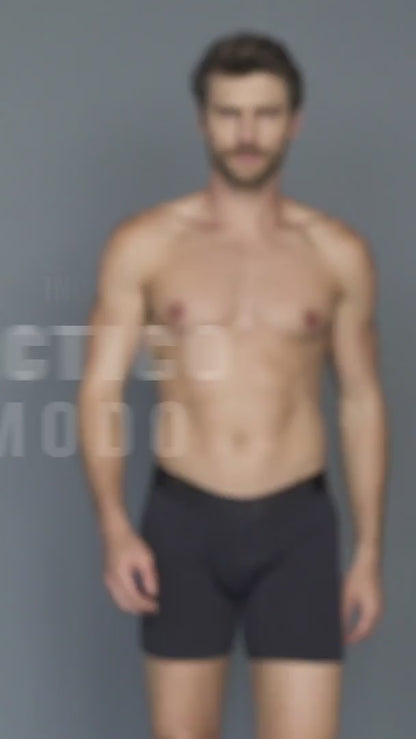 Long athletic boxers brief with side pocket