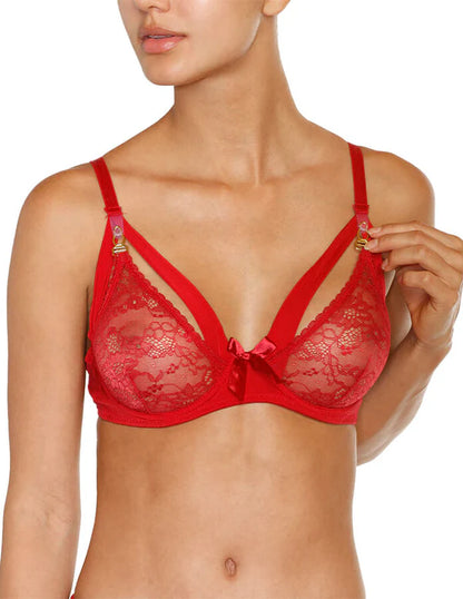 Lace Bra - Cup with Clips (to open)