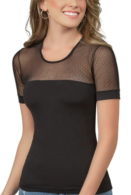 Casual Style T-Shirt - Sheer Shoulders and Arms