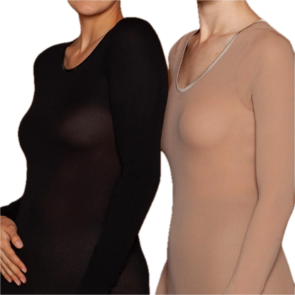 semitransparent shirt of nylon pantyhose fabric, fits like a second skin