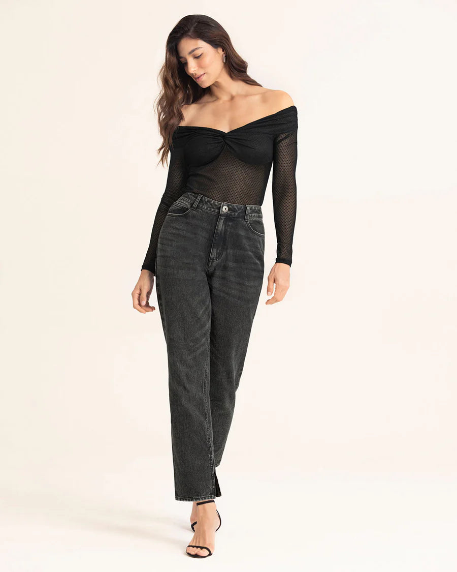 Sheer Women Mesh Top - Carmen Style - Shoulderfree