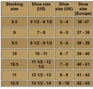 vintagenylon-stockings-size-table