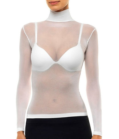 white sheer shirt second skin nylon pantyhose