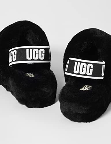 UGG Women's Fluff Yeah Slide Slipper, Black, 9 M US