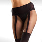 Mila Marutti Faux Thigh High Pantyhose Mock Suspender Pantyhose (M, Black)