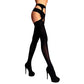 Mila Marutti Suspender Pantyhose Nylons Stockings with Garter Belt (L, Black)