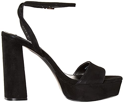 Steve Madden Lessa Platform Ankle Strap Sandal Black Suede, Women's, Size: 8