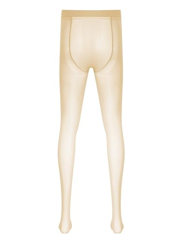 Miutii Men's See Through Mesh Closed Toes Footed Tight Leggings Stretchy Pantyhose Stockings Nude X-Large
