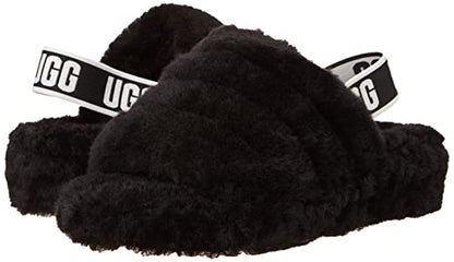 UGG Women's Fluff Yeah Slide Slipper, Black, 9 M US