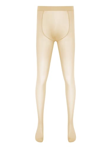 Miutii Men's See Through Mesh Closed Toes Footed Tight Leggings Stretchy Pantyhose Stockings Nude X-Large