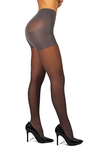 sofsy High Waisted Slimming Tights For Women - Shaping Semi Sheer Pantyhose | 30 Den [Made in Italy] Grey 4 - Large