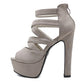 Bellirala Women'S Peep Toe Strappy High Heel Platform Block Sandals(beige,US Size 7.5)