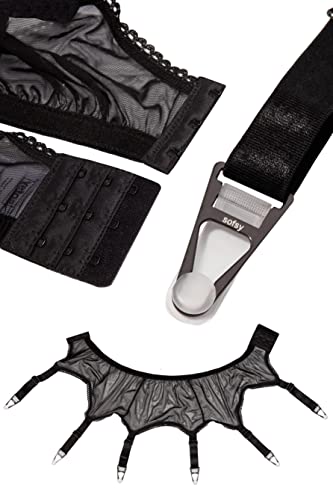 Garter Belt for Thigh Highs | High Waisted Garter Belt Gothic Clothing Lingerie Rave Outfit | 1x Black Garter Belt for Women - L