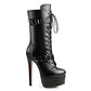 ANN CREEK 'Batian' Classic High Platform Mid Calf Boots Ultra High Stiletto Heels Lace Up Boots Faux Leather Round Toe Tie Up Boots Sexy Black Buckle Strap Thin High Heel Boots Black 9.5