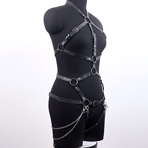Leather Chest Body Chain Sexy Harness Waist Chains Nightclub Party Rave Belt