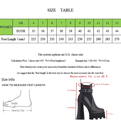 DETOGNI Women's Buckle Strap Thick Heel Platform Booties Ladies Elastic band High Heel Fashion Casual Ankle Boots(Black US6)