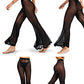 sofsy Tropical Mesh Pants | High Cut Bikini Swimsuit Cover Up for Women - See Through Beach Coverup Sheer Black Pant, Medium