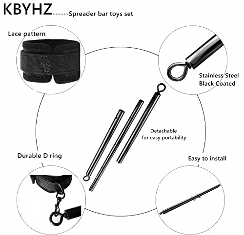 Spreader Bar Sex Toys BDSM Bondage Restraints with Handcuffs Ankle Cuffs for Couples Adults SM Games Adjustable 22-36 Inch