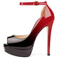 MERUMOTE Women's Peep Toe Platforms High Heels Dress Party Pumps 6 inch Heels Red-Black 10.5US