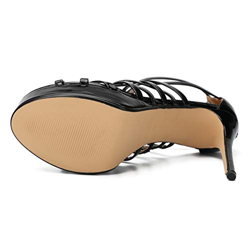 MAIERNISI JESSI Unisex Men's Women's Sandals Platform Stappy Stiletto High Heel Black EU 44 - US 13 Women/11.5 Men