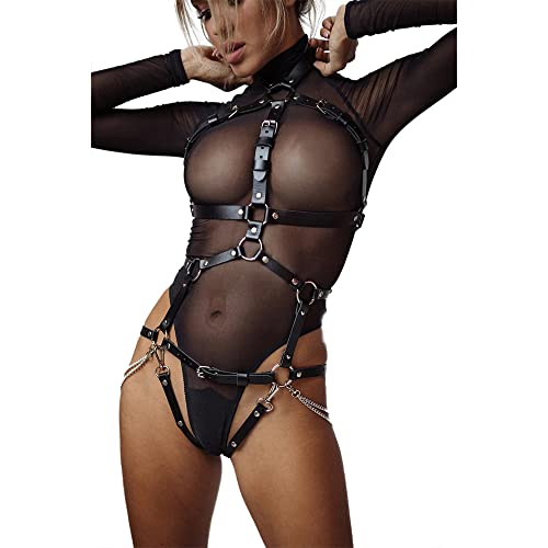 Leather Chest Body Chain Sexy Harness Waist Chains Nightclub Party Rave Belt