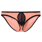 ZONBAILON Men's Underwear Sexy Low Rise Breathable Mesh Bulge Ball Pouch See Through Briefs,Orange XXL