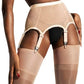 Nude Garter Belt for Thigh Highs | Mesh Tan High Waisted Garter Lingerie for Women Gothic Rave Outfit | 1x Nude Garter Belt - L