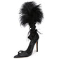 Kitulandy Women's Sandals Feather Pointed Toe Stiletto High Heels Shoes
