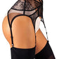 sofsy Lace Garter Belt / Suspender Belt with Clips for Women's Thigh High Stockings (Stockings Sold Separately) Black - Plus Size XXXL 3XL (W34-35inch)