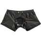 TESOON Mens Imitation Leather Underwear Sexs Boxer Briefs (Large, BK)