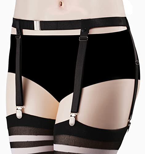 Women's Plus Size Thigh Garter Belts, Adjustable High Elastic Garter Belt and Stockings Set, Thigh High Stockings for Garter Belts