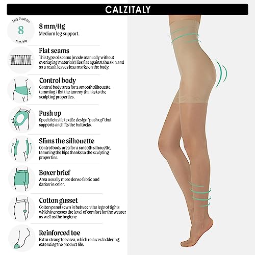 CALZITALY High Waist tights Control Top Shaping Nylons Shaping Pantyh BEST WEAR See Through Shirts Sheer Nylon Tops Second Skin Transparent Pantyhose Tights Plus Size Women Men