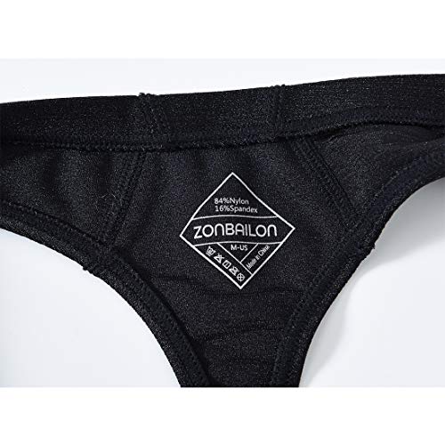 Sexy Mens Thongs Underwear Black Silk Low Rise Bulge Pouch T-Back G-Strings Briefs Medium Size 32 34