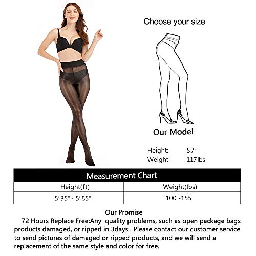 ARRUSA Women's Super Sexy Shiny Sheer Control Top Footed Tights Silk Stockings Ultra Shimmery High Waist Pantyhose