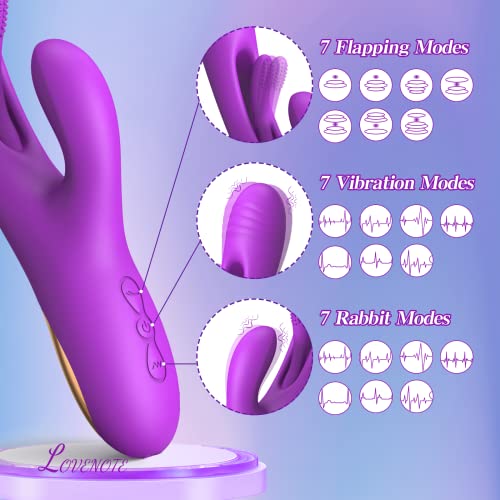 Flapping Vibrator Dildo for Women: G Spot Rabbit Vibrator with 7 Vibration 7 Flapping Modes, Waterproof Clitoralis Vibrator for Clit Nipple Anal Stimulation, Rechargeable Adult Sex Toys for Women