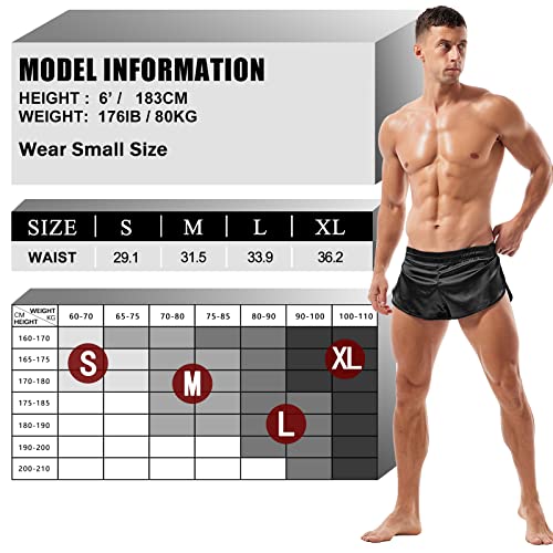 Mens Sexy Boxers Shorts Split Side Running Shorts Lightweight Silky Jo ...