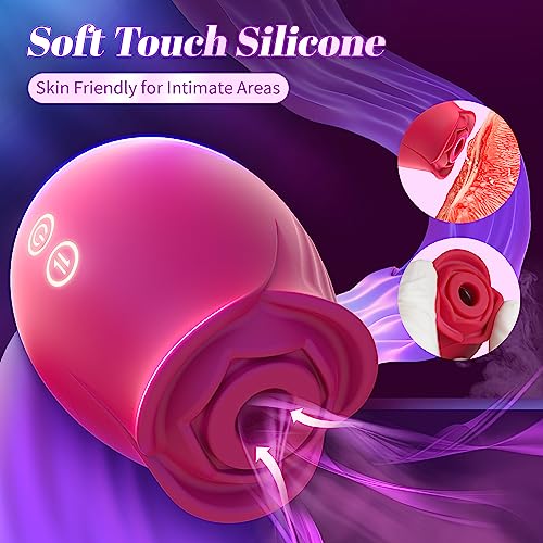 Sex Toys Rose Dildo Vibrator - Upgraded Adult Toys with 18 Sucking & Vibrating Modes for Women Clitoral Nipple, Rose Sucker Sex Stimulator G Spot Vibrators for Woman Couples Adult Sex Toys & Games