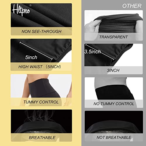 HLTPRO Spandex Biker Shorts for Women with Pockets, High Waisted Workout Gym Yoga Pants Shorts