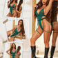 RSLOVE Teddy Lingerie for Women with Garter Belt One Piece Lingerie Sexy Strappy Lingerie Mesh Exotic Bodysuit Green Small