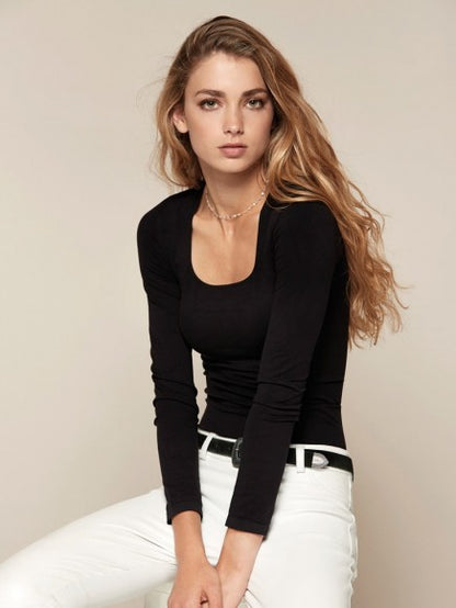 Casual Style Shirt Wide Square Neck