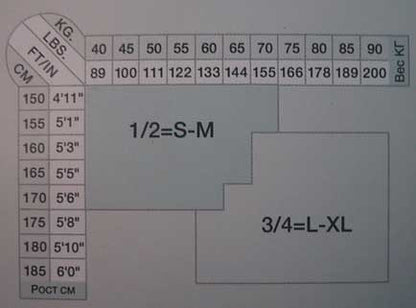 italian design pantyhose size table